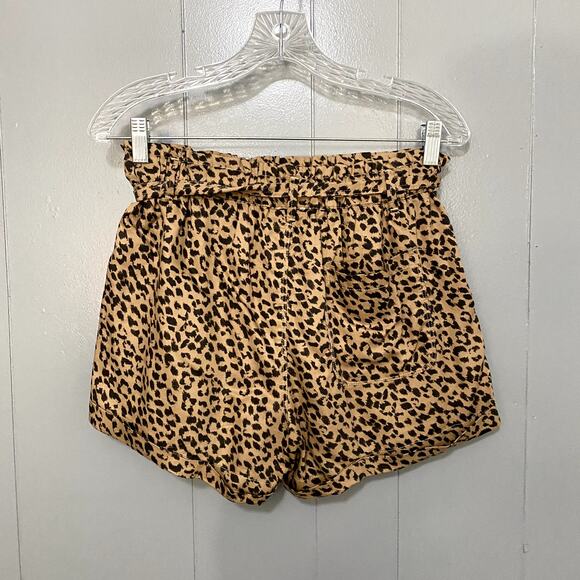 Aerie Tan Leopard Print Camp Paper Waist Lyocell Pull-on Summer Beach Shorts S - Picture 3 of 8